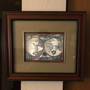 Nova Totivs Terrarvm Orbis Geographica World Map Foil Framed 14.5x12.5"
